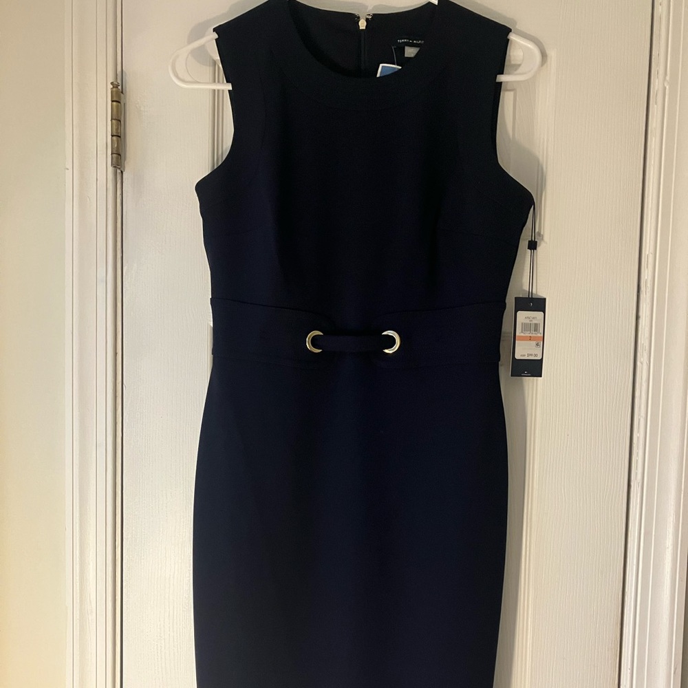 Navy tank dress with gold grommets